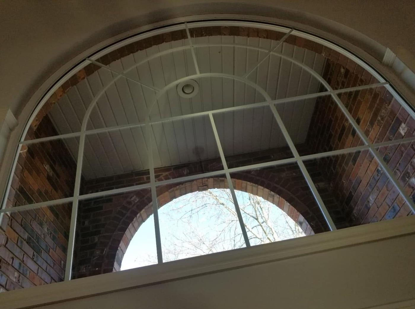 Arched window, from inside, after we cleaned it