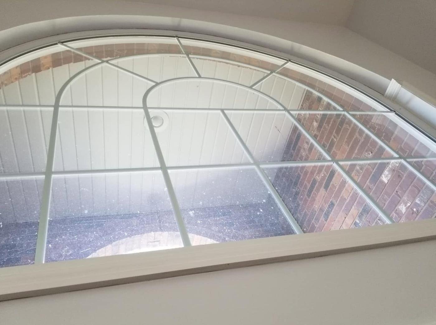 Arched window, from inside, before we cleaned it