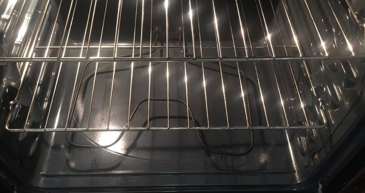 Oven interior and racks, after we cleaned it